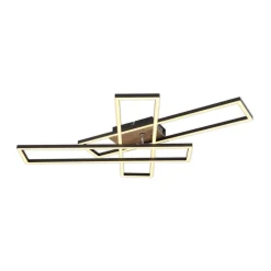 LED-loftlampe Dakari, længde 80 cm, sort/træ, 3 lyskilder.