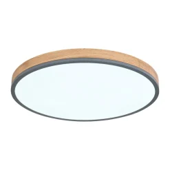 LED-loftlampe Doro, Ø 60 cm, mørk grafit/træ, træ, CCT