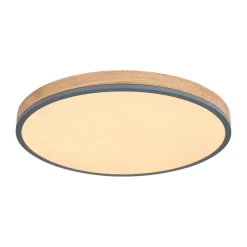 LED-loftlampe Doro, Ø 60 cm, mørk grafit/træ, træ, CCT
