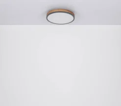 LED-loftlampe Doro, Ø 45 cm, mørk grafit/træ, træ, CCT