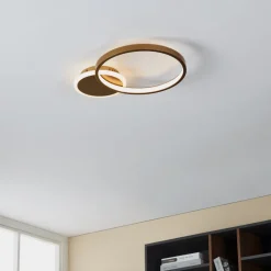 LED-loftlampe Gafares, guld, aluminium, 41 cm fjernbetjening CCT