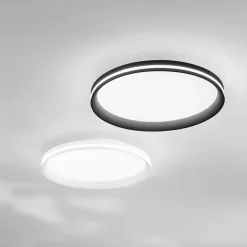 LED-loftlampe Isy, sort, Ø 45 cm, metal, CCT, dæmpbar