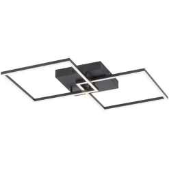 LED-loftlampe Iven, dæmpbar, sort, 53x53cm