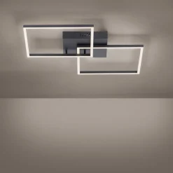LED-loftlampe Iven, dæmpbar, sort, 53x53cm