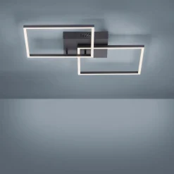 LED-loftlampe Iven, dæmpbar, sort, 53x53cm