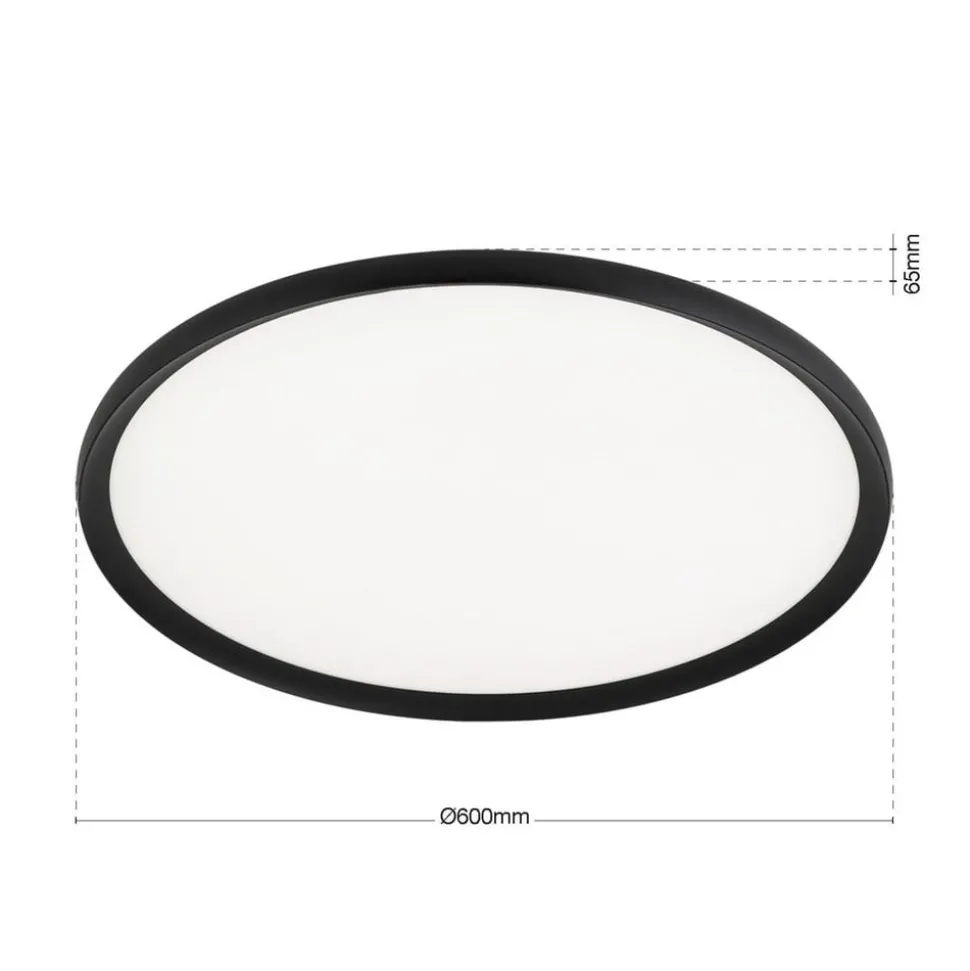 LED-loftlampe Kant, Ø 60 cm sort, CCT metal/plast
