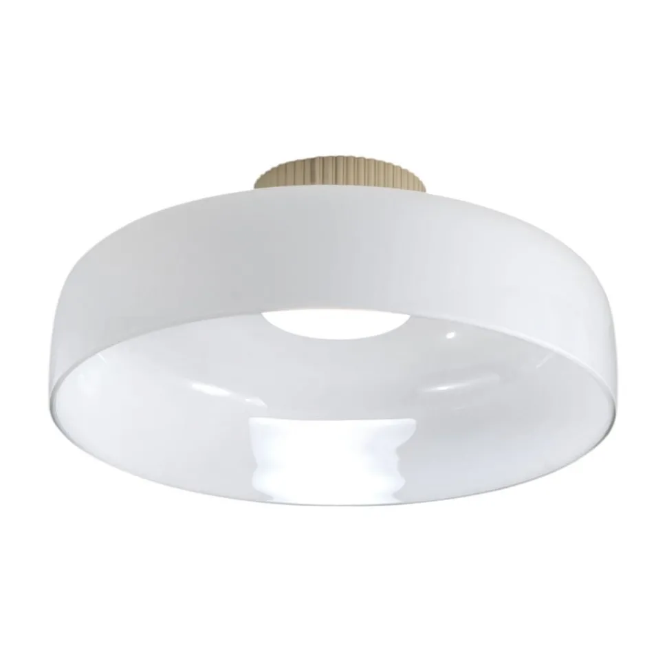 LED-loftlampe Lunar, hvid, glas, Ø 42 cm, CCT, dæmpbar