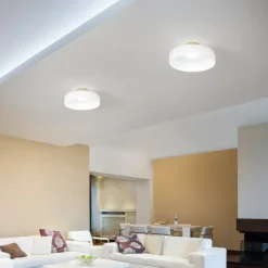 LED-loftlampe Lunar, hvid, glas, Ø 42 cm, CCT, dæmpbar