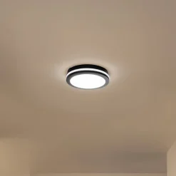 LED-loftlampe Marlon, Ø 22 cm, sort, plast, IP54
