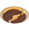 LED-loftlampe Nevis, rund, Ø 50 cm, brun-guld