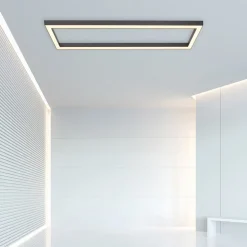 LED-loftlampe PURE Lines, 110 x 30 cm, antracit, fjernbetjening
