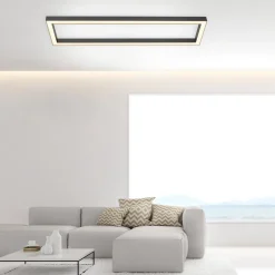 LED-loftlampe PURE Lines, 110 x 30 cm, antracit, fjernbetjening