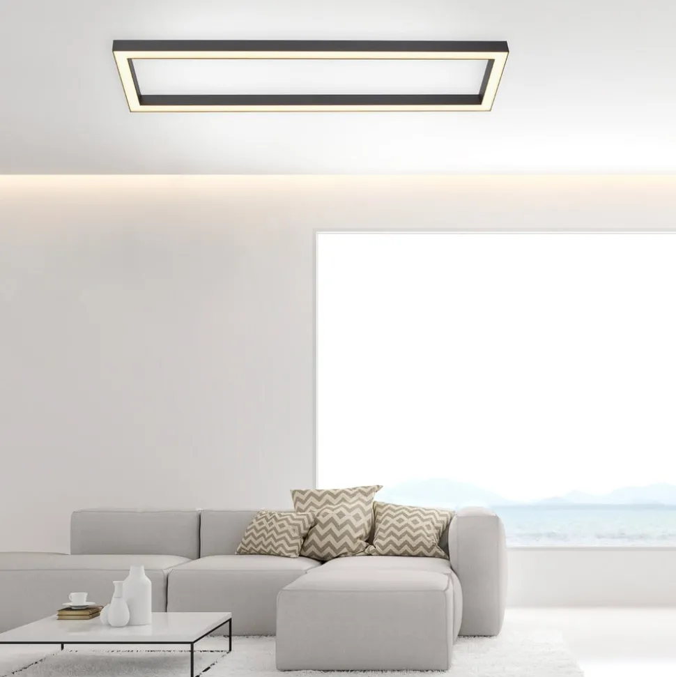 LED-loftlampe PURE Lines, 110 x 30 cm, antracit, fjernbetjening