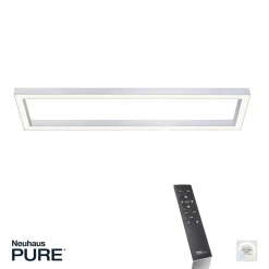 LED-loftlampe PURE Lines, 110 x 30 cm, sølv, CCT, fjernbetjening