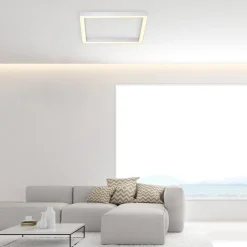 LED-loftlampe PURE Lines, 55 x 55 cm, sølv, CCT, fjernbetjening