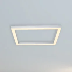 LED-loftlampe PURE Lines, 55 x 55 cm, sølv, CCT, fjernbetjening