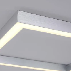 LED-loftlampe PURE Lines, 55 x 55 cm, sølv, CCT, fjernbetjening