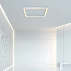 LED-loftlampe PURE Lines, 55 x 55 cm, sølv, CCT, fjernbetjening