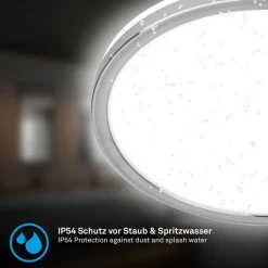 LED-loftlampe til badeværelset Pulap, Ø 42 cm, kromfarvet/hvid metal