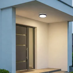 LED-loftlampe Vera, sort, plast, Ø 22 cm, IP65