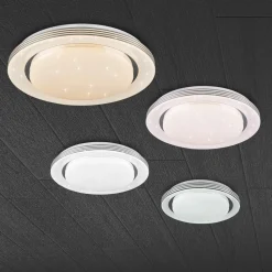 LED-loftslampe Atria, Ø 58 cm, hvid, plast, CCT