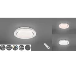 LED-loftslampe Atria, Ø 27 cm, hvid, plast, CCT
