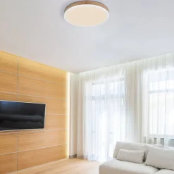 LED-loftslampe Doro Ø 45 cm træ mørk/hvid