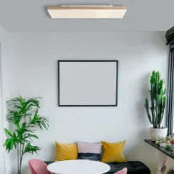 LED-loftslampe Doro, længde 80 cm, mørkt træ, træ, CCT