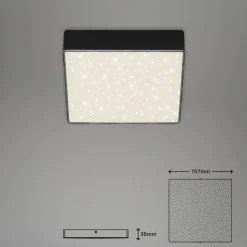 LED-loftslampe Flame Star, 15,7 x 15,7 cm sort