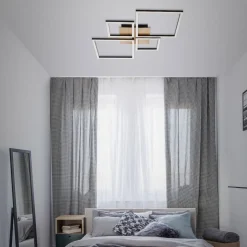 LED-loftslampe Frame, Step dim, 4-lys træ