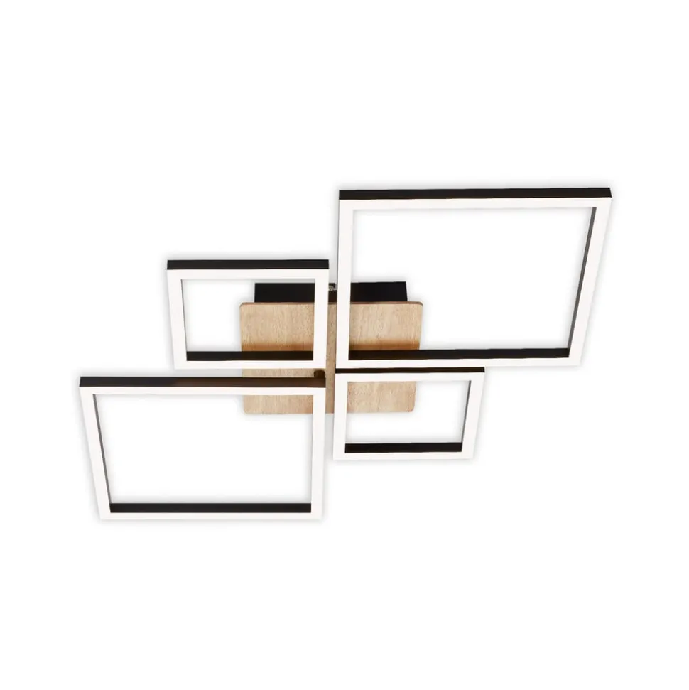 LED-loftslampe Frame, Step dim, 4-lys træ