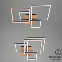 LED-loftslampe Frame, Step dim, 4-lys træ