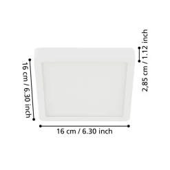 LED-loftslampe Fueva 5 IP44 3000K hvid 16x16cm