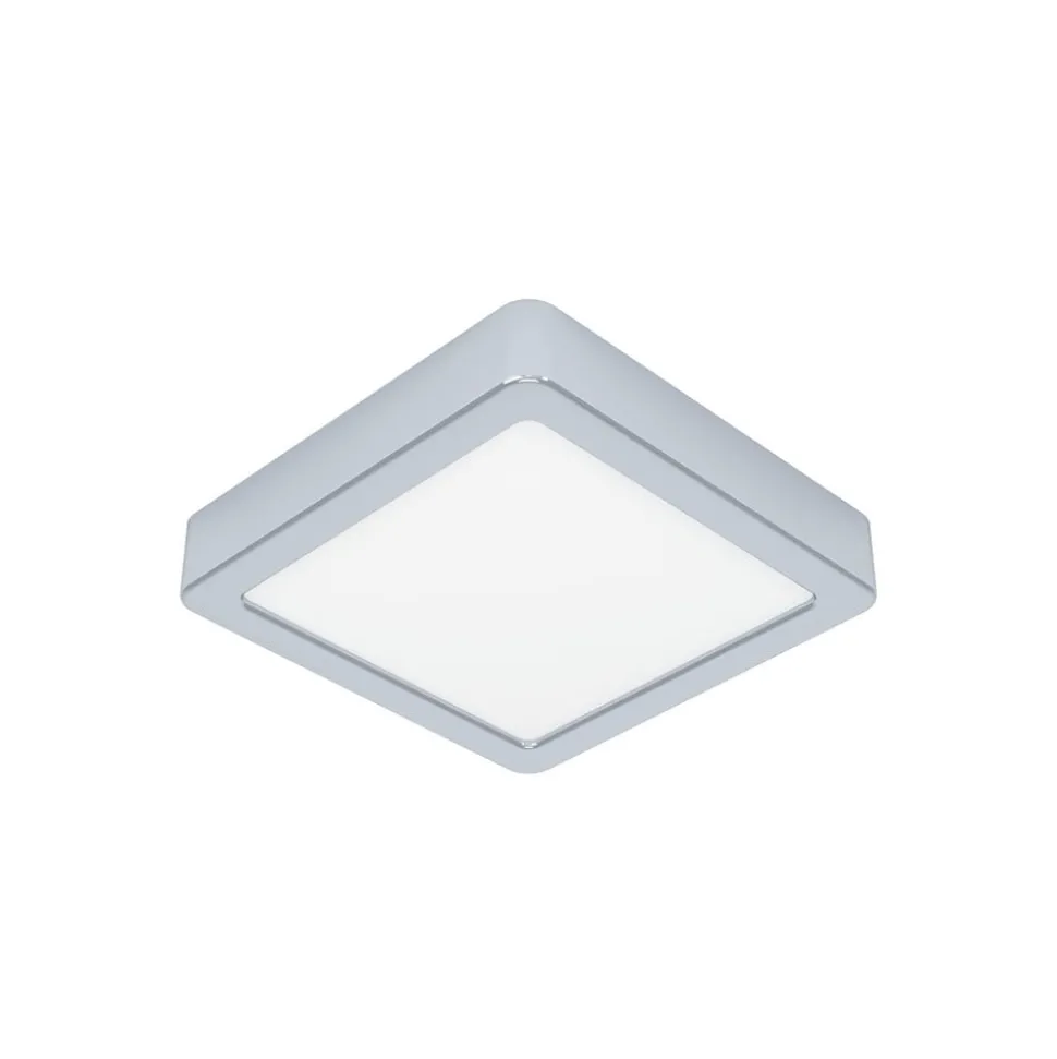 LED-loftslampe Fueva 5 IP44 3000K krom 16x16cm