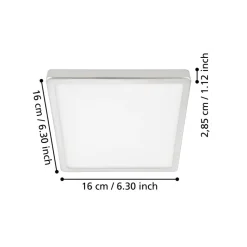 LED-loftslampe Fueva 5 IP44 3000K krom 16x16cm