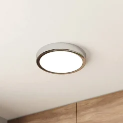 LED-loftslampe Fueva 5 IP44 3000K krom Ø21cm
