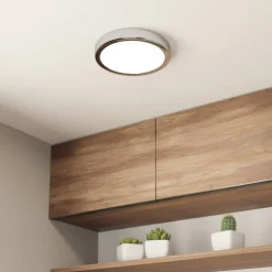 LED-loftslampe Fueva 5 IP44 3000K krom Ø21cm