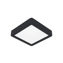 LED-loftslampe Fueva 5 IP44 3000K sort 16x16cm