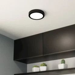 LED-loftslampe Fueva 5 IP44 3000K sort Ø16cm