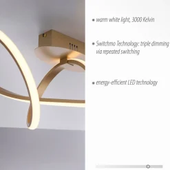 LED-loftslampe Maria, dæmpbar, messing