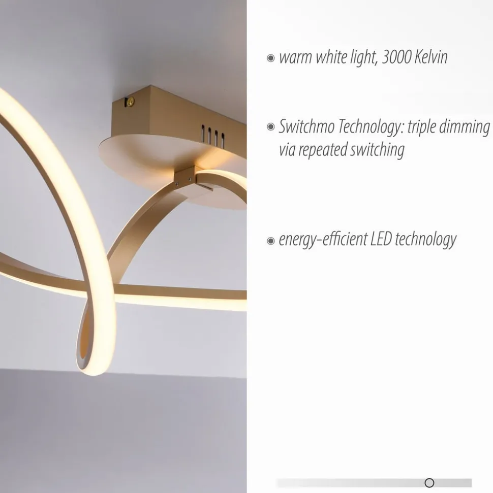 LED-loftslampe Maria, dæmpbar, messing