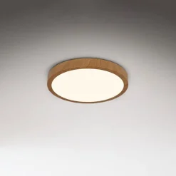 LED-loftslampe Runa Wood trælook 3.000 K Ø38cm