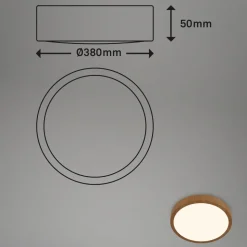 LED-loftslampe Runa Wood trælook 3.000 K Ø38cm