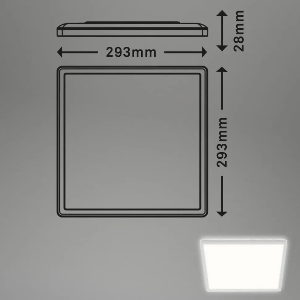 LED-loftslampe Slank, kantet 29,3 x 29,3 cm