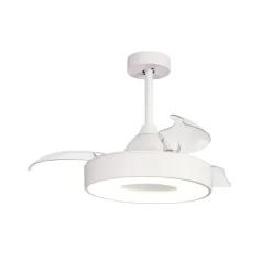 LED-loftventilator Coin Mini hvid DC lydsvag Ø 91 cm CCT