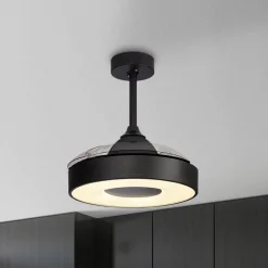 LED-loftventilator Coin Mini sort DC lydsvag Ø 91 cm CCT
