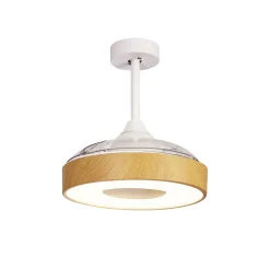 LED-loftventilator Coin Mini træ DC lydsvag Ø 91 cm CCT