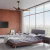 LED-loftventilator Jade, bronze, støjsvag, Ø 152 cm, 60 W