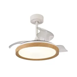 LED-loftventilator Mistral Mini træ DC støjsvag Ø 91 cm CCT