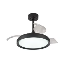LED-loftventilator Mistral Mini sort DC støjsvag Ø91cm CCT